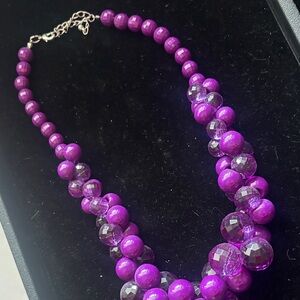 Elegant Purple Lucite Beaded Necklace